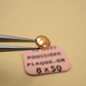 Couronne de montre anti poussière Ø50 filetage 0,80 - Plaqué or rose [NOS]