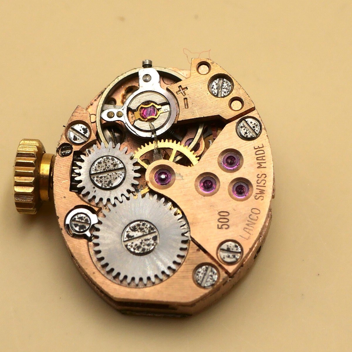 Mouvement pour pièces LANCO 500 Balance OK Working (watch movement for parts) – Image 2