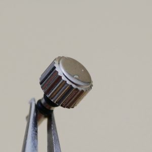 Couronne de montre Ø35 Ht 25 Filetage 0,90 Canon long Ø12, Gris métal [NOS]