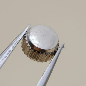 Couronne de montre Ø44,5 Ht 25 Filetage 0,90 à fleur, Gris métal [NOS]
