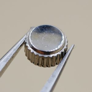 Couronne de montre Ø49 Ht 28 Filetage 0,90 à fleur, Gris métal [NOS] Watch crown