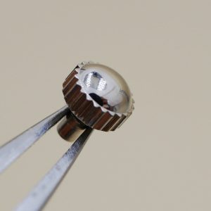 Couronne de montre Ø40 Ht 20 Filetage 0,90 Canon long Ø14, Gris métal [NOS]
