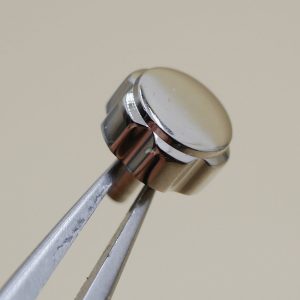 Couronne de montre Ø52 Ht 29 Filetage 0,90 Canon long Ø12, Gris métal [NOS]