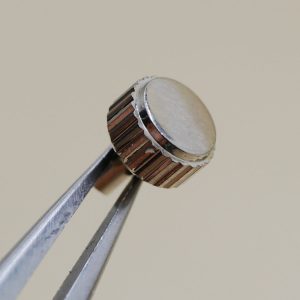 Couronne de montre Ø55 Ht 26 Filetage 0,90 Canon long Ø12, Gris métal [NOS]