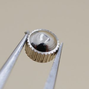 Couronne de montre Ø34,5 Ht 23 Filetage 0,90 à fleur, Gris métal [NOS]