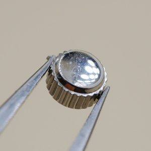 Couronne de montre Ø40 Ht 23 Filetage 0,90 à fleur, Gris métal [NOS]