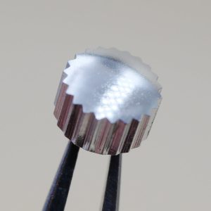 Couronne de montre Ø44 Ht 27 Filetage 0,90 à fleur, Gris métal [NOS]