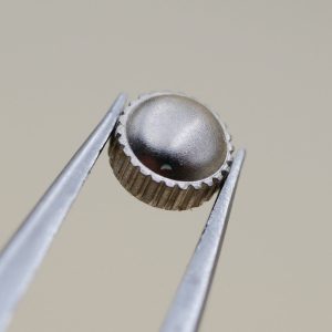 Couronne de montre Ø35 Ht 21 Filetage 0,90 à fleur, Gris métal satiné [NOS]